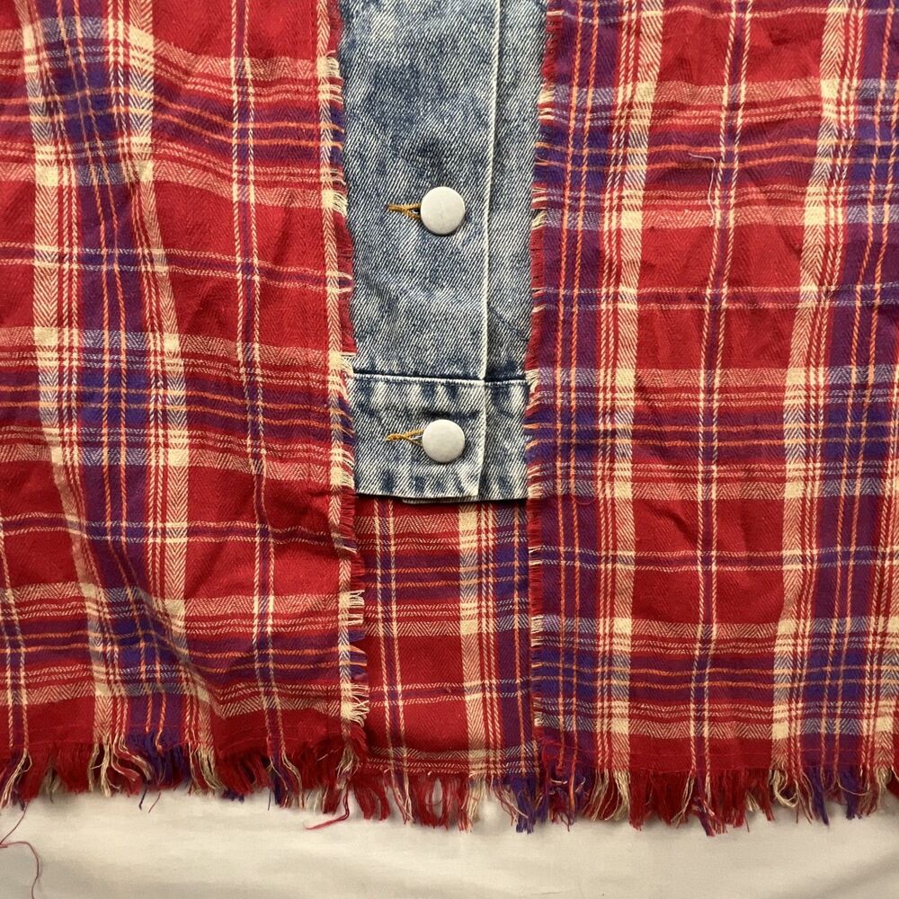 Andthewhy Denim Plaid Mashup Festival Shirt Small - Picture 4 of 6